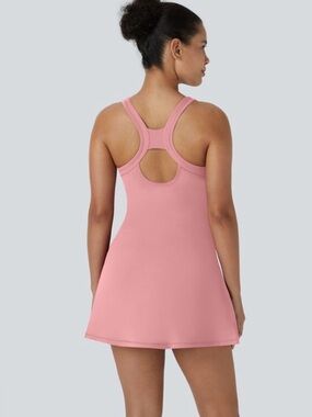 HALARA SoftlyZero Airy Racerback Cut Out 2 in 1 pocket Tennis Dress ROSEPINK